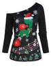Tortoise Print Christmas Skew Collar Sweatshirt