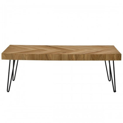 Modern Coffee Table, Easy Assembly Tea Table Cocktail Table for Living Room Pattern & Metal Hairpin Legs, Glossy Finished Wood