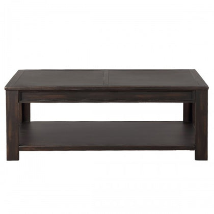 48" Easy Assembly Hillside Rustic Natural Coffee Table/Accent Cocktail Table with Storage Open Shelf for Living Room
