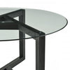 Round Glass Coffee Table Modern Cocktail Table Easy Assembly Sofa Table for Living Room with Tempered Glass Top &amp Sturdy Wood Base
