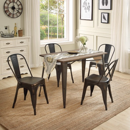 5-Piece Metal Dining Set with Solid Wood