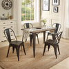 5-Piece Metal Dining Set with Solid Wood