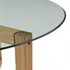 Round Glass Coffee Table Modern Cocktail Table Easy Assembly Sofa Table for Living Room with Tempered Glass Top &amp; Sturdy Wood Base