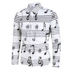 Music Notes Print Long Sleeve Button Up Festival Shirt