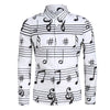 Music Notes Print Long Sleeve Button Up Festival Shirt