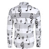 Music Notes Print Long Sleeve Button Up Festival Shirt