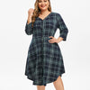 Plus Size Plaid Button Through Dress