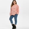 Plus  Size Open Stitch Chunky Tunic Sweater