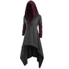 Plus Size Plaid Front Pocket Dip Hem Hoodie
