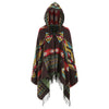 Hooded Graphic Fringed Plus Size Tribal Cardigan