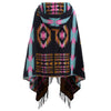 Hooded Graphic Fringed Plus Size Tribal Cardigan