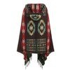 Hooded Graphic Fringed Plus Size Tribal Cardigan