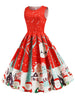 Santa Claus Snowflake Reindeer Christmas A Line Dress