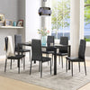 7 Piece Kitchen Dining Set, Glass Table Top with 6 Leather Chairs
