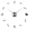 Creative DIY Wall Clock Frameless Animals Dog Home Decoration