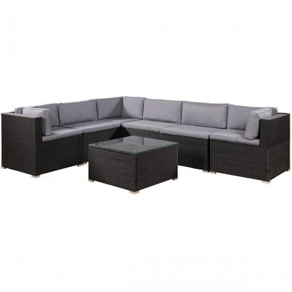 7-Piece Furniture Set Outdoor Sectional Conversation Set with Soft Cushions