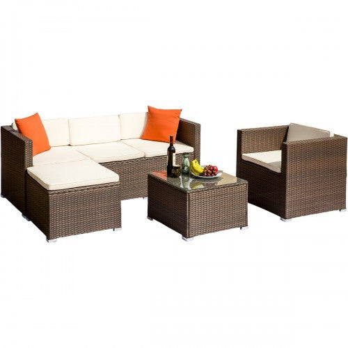 Rattan  Furniture Set Wicker Sofa Cushioned Sectional Furniture Set Garden Patio Sofa Set