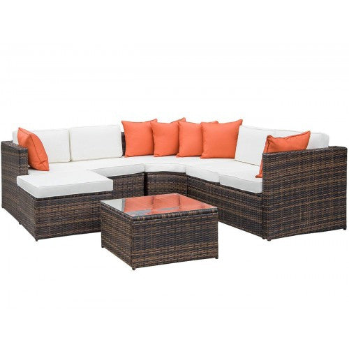 5-Piece Furniture Set Outdoor Sectional Conversation Set with Soft Cushions