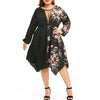 Plus Size Mesh Insert Floral Print Handkerchief Dress