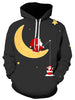 Santa Claus Moon Printed Hoodie
