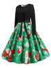 Lattice Christmas Santa Claus Snowflake Print Midi Dress