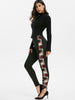 High Rise Button Plaid Trim Leggings
