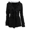 Female Coat Thick Horn Button Hooded Cotton Blend Women Jacket