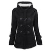 Female Coat Thick Horn Button Hooded Cotton Blend Women Jacket
