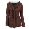 Female Coat Thick Horn Button Hooded Cotton Blend Women Jacket