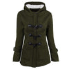 Female Coat Thick Horn Button Hooded Cotton Blend Women Jacket