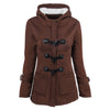 Female Coat Thick Horn Button Hooded Cotton Blend Women Jacket