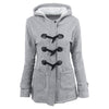 Female Coat Thick Horn Button Hooded Cotton Blend Women Jacket