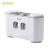 ecoco Wall-mounted Automatic Toothpaste Dispenser Toothbrush Holder with 4 Cups