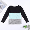 Bat Sleeve Round Neck Loose Color Splice Women T-shirt