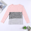 Bat Sleeve Round Neck Loose Color Splice Women T-shirt