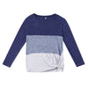 Bat Sleeve Round Neck Loose Color Splice Women T-shirt