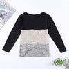 Bat Sleeve Round Neck Loose Color Splice Women T-shirt