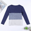 Bat Sleeve Round Neck Loose Color Splice Women T-shirt