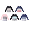 Bat Sleeve Round Neck Loose Color Splice Women T-shirt