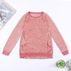 Color Splice Pockets Long Sleeve Round Collar Pullover Casual Women Sweatshirt
