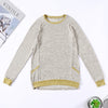 Color Splice Pockets Long Sleeve Round Collar Pullover Casual Women Sweatshirt
