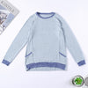 Color Splice Pockets Long Sleeve Round Collar Pullover Casual Women Sweatshirt
