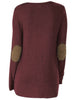 Plus Size Buttons Heathered Elbow Patch T-shirt
