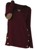 Plus Size Buttons Heathered Elbow Patch T-shirt
