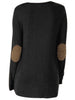 Plus Size Buttons Heathered Elbow Patch T-shirt