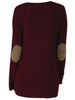 Plus Size Buttons Heathered Elbow Patch T-shirt