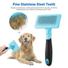 Sinypet M - 005 Pet Slicker Brush Soft Stainless Steel Bristles Rectangular Head with Clean Button