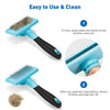 Sinypet M - 005 Pet Slicker Brush Soft Stainless Steel Bristles Rectangular Head with Clean Button