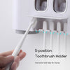 ecoco Wall-mounted Automatic Toothpaste Dispenser Toothbrush Holder with 4 Cups
