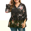 Plus Size Floral Print Flounce Blouse